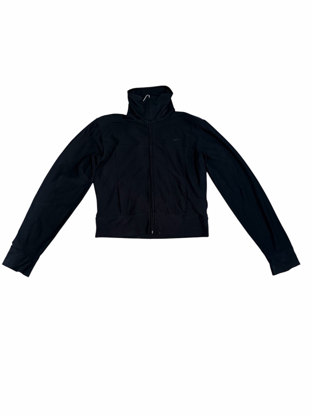 Nike Black Full Zip High Collar Track Jacket Snap Cuffs S
